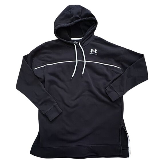 Under Armour Rival Fleece Tunic Sweatshirt-Black-Size L-GUC - Picture 1 of 6